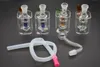 Ucuz Mini Kalın 10mm cam Yağı Rig su borusu sigara Recycler Pyrex kül avcısı Dab Rigs Bongs Hortum ve Pot ile Kase