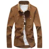 Autumn and winter men's new shirt casual fashion corduroy multi-color shirt high quality large size M-5XL solid color P30