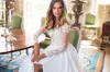 Fancy 2018 A Line Abiti da sposa con manica Bella illusione Top Floral Chiffon Beach Abito da sposa Estate country Style robe de mariée