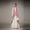 Elegant White And Red Applique Evening Gowns Ashi Studio Long Sleeve A Line Prom Dresses Formal Wear Women Cape Party Prom Dresses DH355