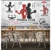 Personalizzato 3d murales carta da parati 3d foto carta da parati murales Retro Vintage Body Building Palestra wallpaper sfondo muro Palestra murale decorazione