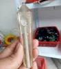 1st Pretty Gold Wire Melting Stone Crystal Wand Pipe Tobacco Golden Quartz Smelt Tube Healing med metallnät 3,8-4,2 tum