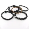 Bracelets pour hommes faits à la main multicouche en cuir véritable mat Onyx couronne Lion Bracelets porte-bonheur Bracelets Mala prière perles bijoux