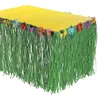 Hawaiian Table Hula Grass Skirt Faux Little Flowers Luau Hibiscus christmas Tabletop Decoration beach Party Birthdays Celebration supplies