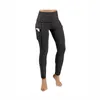 Heta yoga byxor med fickor för kvinnor solid hög midja gym rinner tights stretchy långa yoga byxor fickor pan US-storlek S-XL