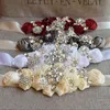 Handmade Wedding Bridal Sash and Belt 2019 Women Girls Mother Daughter Gown Sash with Flowers Rhinestones 5 Colors Ivory White Gray Burgundy
