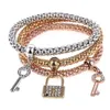 Selling Fashions beautiful Personality Three-color Stretch Corn Chain Diamond Love Heart Bracelet HJ174199V