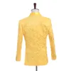 Yeni Geliş Groomsmen Sarı Damat smokin Şal Saten Yaka Erkekler Suits Yan Vent Düğün / Balo Sağdıç (Ceket + Pantolon + Vest + Tie) K932