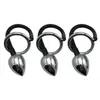 Male Stainless Steel Prostate Stimulation Anal Plug With Cock Ring Butt Plugs Massager Scrotum Adult BDSM Sex Anus Toy For Men9908412