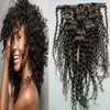 Clipe em extensões de cabelo 100g clipe em extensão de cabelo afro clipe brasileiro em extensões de cabelo humano cabeça completa 9 pcs / set 100g