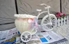 Vasi bianco triciclo bici design cesto di fiori contenitore portaoggetti festa decorazione matrimonio decorazioni per la casa bici in maglia puntelli foto sfondo