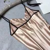 Women Sexy Fashin Chic Faux Silk Satin Night Gown Sleeveless Night Sleep Dress Lace V neck M/L/XLS923