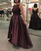 Top vendendo elegante laço e cetim jóia assimétrica mãe dos vestidos de noiva vestido de noite