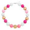 Розовый Bubblegum ожерелье мода корейский акриловые коренастый бисером колье ожерелья Для детей Дети ювелирные изделия новорожденных девочек