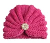 ファッション冬の女の赤ちゃん帽子パールとキャンディーカラーニット新生児ビーニーハットベイビーフォトグラフィアキャップアクセサリーターバン帽子12色