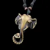 Fashion Jewelry Whole lot 12pcs Imitation YAK BONE Carved Brown Lucky Elephant Pendants Necklace Amulet Gifts DROP MN4616103