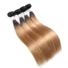 Fasci di tessuto per capelli lisci brasiliani biondi Ombre 3/4 fasci Two Tone 1b 27 Tessitura di capelli Trame di estensioni di capelli umani al 100% 12-26 pollici