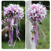 Artificia Wedding Bouquets with rattan artificial bridal flowers bride bouquet wedding Decorations artificial Lily rose WQ32