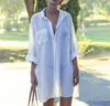 Beach Dress Tunic Pareos For Women Kaftan Cotton Shirt Long Sleeve Size Sexy Cover Up Pareo