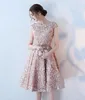 New Jewel Bridesmaid Dresses Short Dress Popular Ruffles Wedding Guest Dress With Cap Sleeves Lace-up Back Knee-Length Maid of Honor Dress