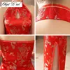 Sexig Ärmlös Cheongsam Backless Vintage Broderi Kvinnors Silk Satin Kinesisk Traditionell Klänning Elegant Lång Klassisk Qipao