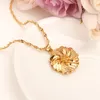 Dubai PENDANT Necklace Women Ethiopian Pendant Necklace 9 k Real Yellow Gold GF girls party Jewelry Africa/Arab Flower Gifts