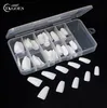 100PCS/Set Ballerina false Nails Acrylic Full Cover Natural White Clear Coffin Artificial Faking Nail Tips