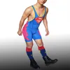 Lower Cut Man Superman Wrestling Singlet Gewichthefpak mannen Panty's vechtpak een stuk jumpsuit4917471