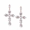 3 Colors Bohemian Vintage Crystal Cross Drop Earrings for Women Baroque Large Long Earrings Jewelry Brincos