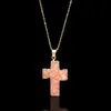 Ny natursten Cross Pendant Halsband Kristall Healing Point Chakra Ädelsten Druzy Crucifix Charm Kedja för Kvinnor Mode Smycken