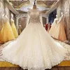 놀라운 구슬 웨딩 드레스 환상 상단 긴 소매 신부 가운 라인 레이스 Appiques 법원 기차 웨딩 Vestidos 맞춤 제작