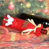 Frohe Weihnachten Wein Flasche Tasche Abdeckungen String Krawatte Hals Santa Claus Deer 3D Flasche Dekor Halter Abdeckung Taschen Kleidung Weihnachten party