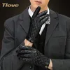 TLOVE Mens Winter Gloves in Genuine Leather Full Palm Touch Screen Gloves, High Quality Sheep Skin Leather, Bussiness Style6608