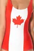 EUA Sexy Canadá Tendência Bandeira Maple Leaf Impressão one piece Praia Biquíni Leotard Ouro Vermelho Sassy Menina Teddy Fino Cintura Alta Swimwear Poliéster