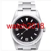 Luxusuhr, Edelstahlarmband, schwarzes Zifferblatt, 114270, Uhrentruhe, 36 mm, mechanisch, automatisch, modische Herrenuhr, Armbanduhr