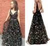 Sexy preto 3d floral flores vestido de baile 2022 new profundo pescoço vice-back rendas africano noite barato noite formal vestido para mulheres