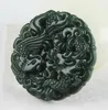 Natural Carved Round Dragon and Phoenix Hetian Jade Wisiorek Chiny Qingyu Zielone Naszyjnik Wisiorki