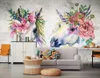 家の装飾の背景テレビレンガの壁紙シンプルな水彩フラワーホースカスタム写真壁紙リビングルームベッドルームPapel de Parede 3D
