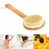 40cm Ronde Vorm Bristel Lange Handvat Houten Bad Douche Body Back Penseel Spa Scrubber Soap Cleaner Exfoliating Bathroom Tools