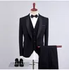 Nowy styl spodni kamizelka trzyczęściowe garnitury kołnierz szal Slim Fit One Botton Wedding Tuxedos Dinner Party Party Suit233s