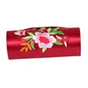 Retro Brocade Embroidered Flower Design Lipstick Case Holder Box with Mirror