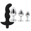 YEMA 4 PCS Silicone Butt Plug / Stainless Steel Anal Plug & 10 Functions Butt Plug Vibrator Sex Toys for Woman Vagina Men Gay Y1892902