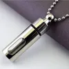 Mens Necklace Stainless Steel Glass Cylinder Aromatherapy Essential Oil Perfume Pendant Necklace Jewelry for Men Hip hop