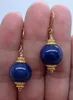 Dangle 12mm Pürüzsüz Mavi Lapis Lazuli Gümüş Küpe Leverbacks