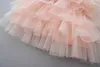 Moda Ragazze principessa vestito bambini pizzo manica lunga tulle tutu abiti bambini indietro Vneck fiocchi cintura vestiti da festa A05174733720