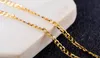 2018 nya mode män och kvinnor 2mm nk Figaro halsband plätering 18k guld sidokropp halsband storlek 16-30 inches