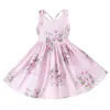 Vestido de meninas da marca de vestido de verão estilo praia Aline Floral Print Party Vestres Backless para meninas Vintage Toddler Girl Clothing Lovel5958809