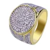 18K guld cirkel cz bling bling ring micro bana cubic zirconia simulerade diamanter hip hop storlek # 7-size # 11 ringar