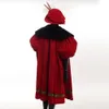 Costume rinascimentale reale in stile retrò europeo Enrico VIII Uomo Re Mantello rosso Mantello con cappello