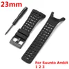 23mm zwarte siliconen horlogeband sport polsband armband pin gesp met tool voor / ambit 3 / ambit 2 horloge accessoires